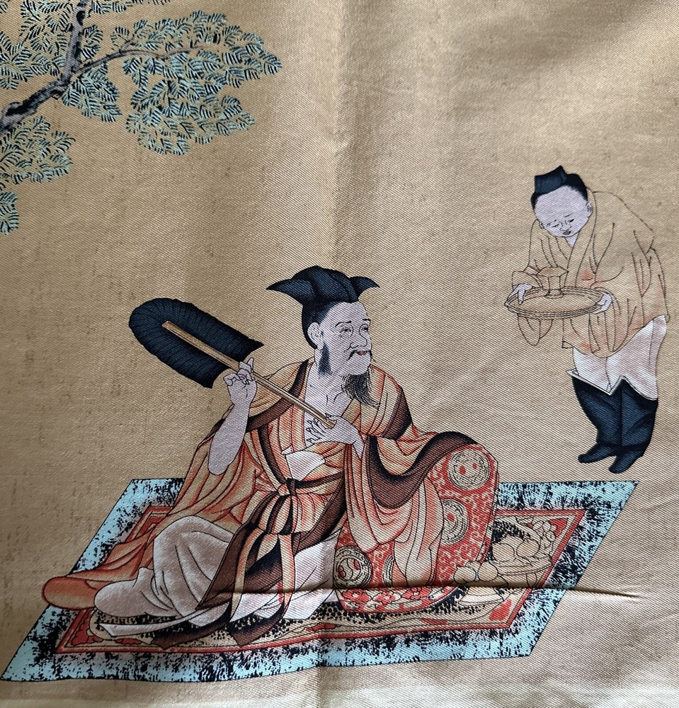 Stunning Hermits Chinese Shanghai Table Runner W72”xH13”Depiction of the 7 Sages