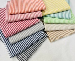 Candy Stripe Linen Fabric Light Cotton Material Ticking White Lines 150cm Wide
