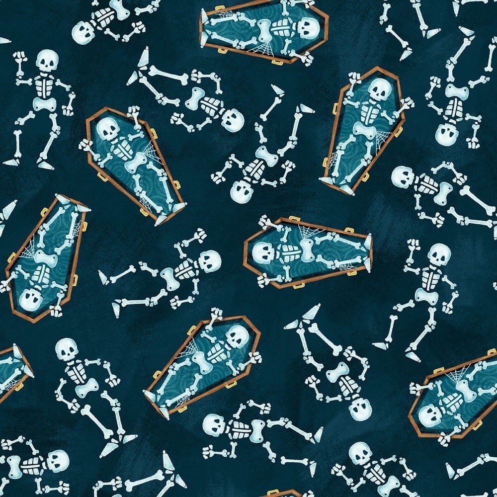 Henry Glass – Welcome Foolish Mortals – Dancing Skeletons – Dark Teal, BTY