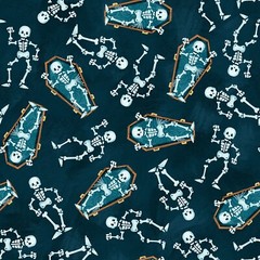 Henry Glass – Welcome Foolish Mortals – Dancing Skeletons – Dark Teal, BTY