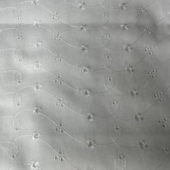 White Allover Eyelet Fabric 1.5 Yds Floral Swirl Embroidered Cotton Sewing