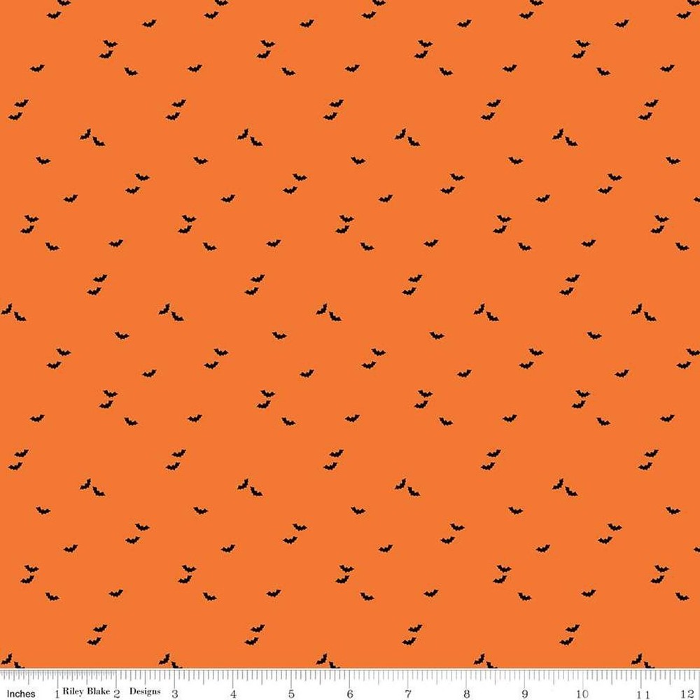 1/4 Yard 9×42 Riley Blake “Seasonal Basics” Bat Orange Halloween Quilt Cotton