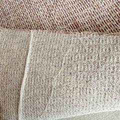 VTG Tweed Upholstery Fabric Pink Beige Cream Cotton Blend 50Wx2FT+Tricut REMNANT
