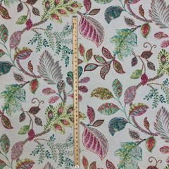 3.25 Yard Cut of Multi-Colored 100% Cotton Basketweave Floral Home Decor Fabric