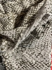 Snake Print Chiffon Fabric Gray Black 100% Polyester 57/58″ Wide 5.5 Yards