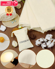 FIVEIZERO 100% Cotton Muslin Fabric by The 1 yard pre cut, Natural Unbleached