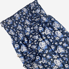 Navy Blue Rose Floral Smocked Cotton Fabric: GIRLS Shirred Material 27 Inch Wide