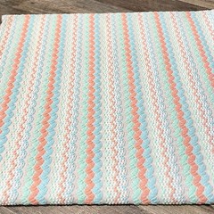 Vintage Pastel Mint Peach Blue Wavy Stripes Knit Fabric 96″ x 60″