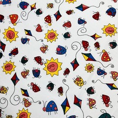 Summertime Fun Fabric Sun Kite Bug Extra-Wide BY THE YARD Kids Fabric 100%Cotton