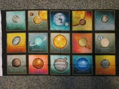 PLANETS RINGED EARTH URANUS PLANET DIGITAL LARGE 15 BLOCK COTTON FABRIC PANEL
