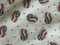Patriotic Hearts Cotton Fabric 2 YDS x 44 Inches Craftng Flag Hearts Craft/Sew