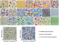 Floral Print 100% Cotton Fabric Charm Pack – 42 Precut 5×5 Inch Quilting Squares