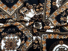 Liverpool Fabric-Black White Gold Arabic Mosaics-LVPR267-Sold by the Yard