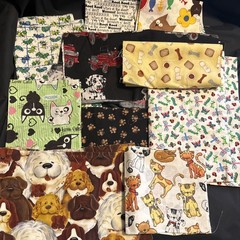 Quilters Grab Bag Junk Journal Fabric Pets Dogs Bugs Animals Lot 11 Pieces 1lb