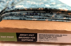 Jersey Knit Fabric Blue Blender Floral Paisley Double Brushed Soft 44″ Wide BTY