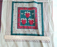 Christmas Cotton Fabric Cheater Quilt Square Blocks Pillow 43″W x 2½ Yds