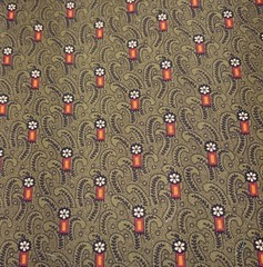 Flower Paisley Cotton Fabric 9×29″ Green Red Yellow Quilting Sewing Crafts