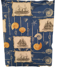 Jo-Ann Fabrics New Material 33×55 inches Ships & Shells on Blue Crafts Quilt Sew