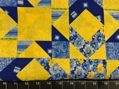 Tina Scrap 9″x21” Blue Yellow Floral Flower Star Patchwork Country Fabric Cotton