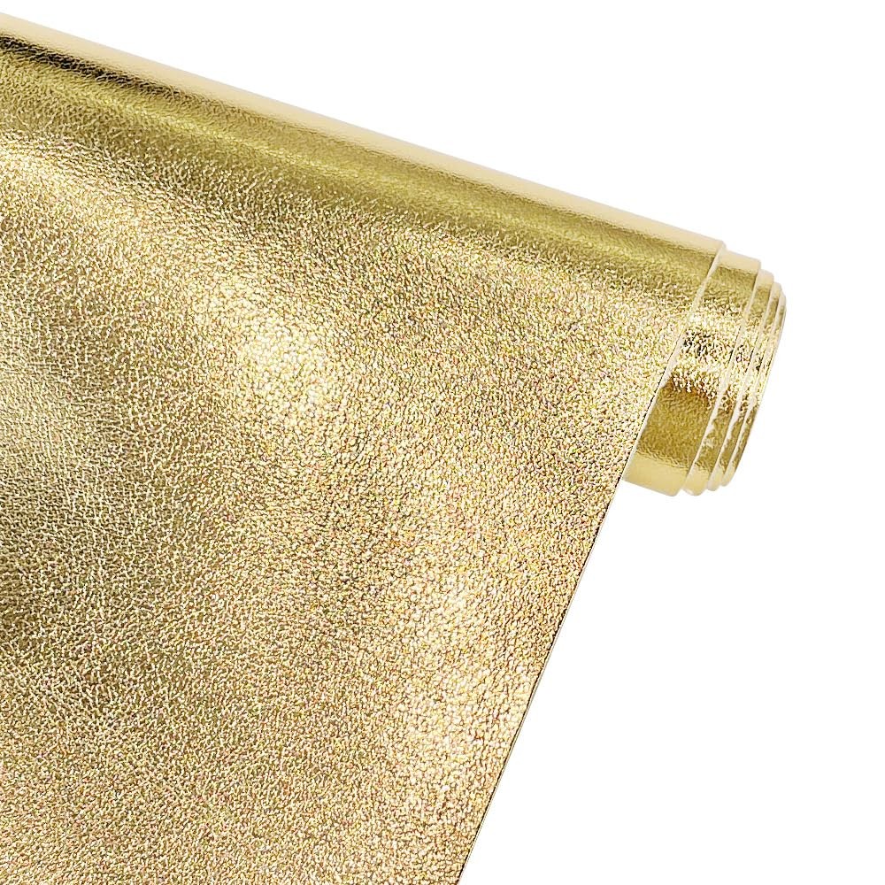 ONEART | Metallic Gold Soft Faux Leather Fabric, 0.9 mm Lambskin Synthetic Pl…