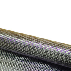 Purple & Silver Metallic 3K Carbon Mixed Fabric Twill Weave Carbon Cloth 250G