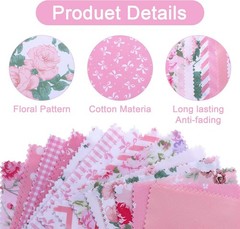 42 Pcs Pink Fabric Squares Quilting 100% Cotton Charm Packs 5 X 5inch Precut