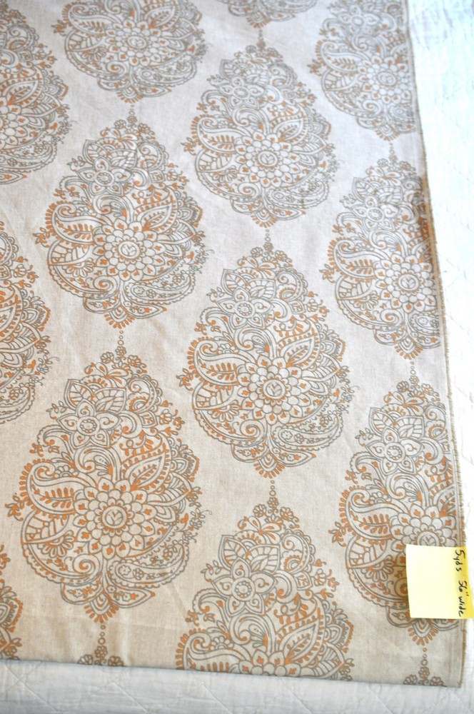 Tan and Orange Print 56″ Wide Linen/Rayon Blend 5 yards Available By the Yard