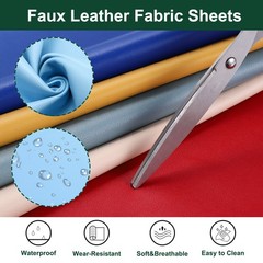 Faux Leather Sheets 12×53 Inch Solid PU Leather Fabric Blue/White