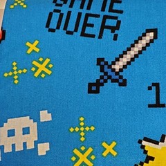 David Textiles 1 Yard Lot of 2 Game Over Blue Video Game 100% Cotton Fabric New