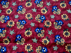 Fabric Red Rooster “Barnyard Banter” Rooster Cow Red Barn Sunflowers $3.50