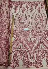 Pink “Hourglass Design” Stretch Nylon Spandex Mesh Sequin Fabric DIY Dress BTY
