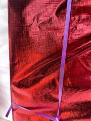 54×68″ Textured Red Metallic Foil Mylar Flannel Back Retro Crafts Tablecloth 5yd