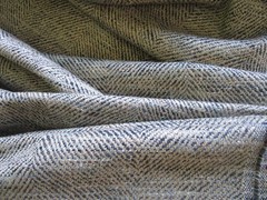 Brunschwig Fils Herringbone SARADA Texture Tan Brown Blue Upholstery Fabric 18+Y