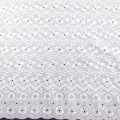 White Polycotton Eyelet Fabric Embroidered Floral Scalloped 40″ By the Fabric