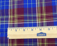Vintage Cotton Blend Fabric Blue Burgundy Purple Yellow Plaid BT Half Y #11