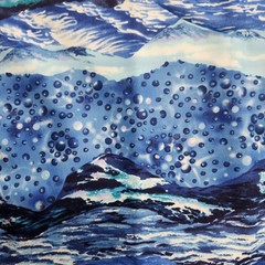 Vintage Ocean Waves Landscape Quilt Fabric by Hancock BTHY x 44″ WOF