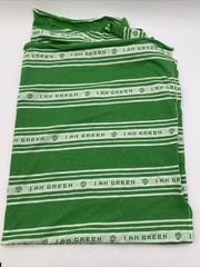 Stretch Bright Green White I AM GREEN T-shirt Fabric Remnant 39” L x 60” W