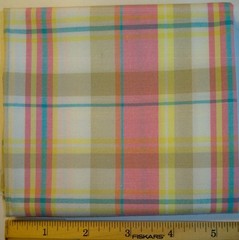 Pastel Plaid Pink Yellow Aqua Tan Off-White Cotton Fat Quarter