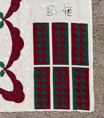 Vtg Wamsutta Christmas Sampler Fabric Panel Cheater Quilt Wall Hanging Uncut 2PC