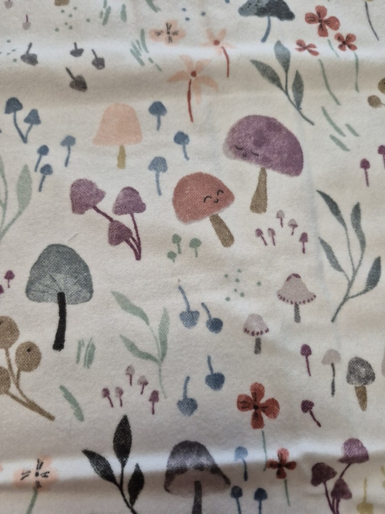 Organic Mushroom Nursery Flannel Fabric 49×43 Joann Cotton Baby Woodland Print