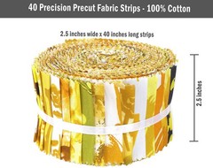 Yellow Floral Artistic 100% Cotton Precut Fabric Strips Jelly Roll Pad Bundles