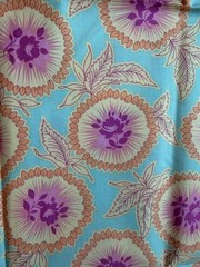 VTG Amy Butler Temple Flowers 1 yard Aqua, Peach, Violet Rose Vignette