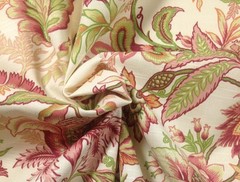 RICHLOOM WICKLOJS PASSION PINK JACOBEAN FLORAL VINE FABRIC BY THE YARD 54″W