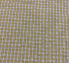 Seersucker Fabric Remnant Poly Cotton Yellow And White 64” Wide