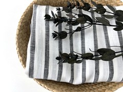 100% Linen Woven Fabric 51~52″ Wide 1 Yard Pre Cut Simple Stripe Black 6386