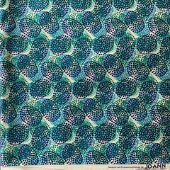 Fabric Cotton Print Aqua Blue Green Ovals Woven Stretch Abstract 4 1/2 yds