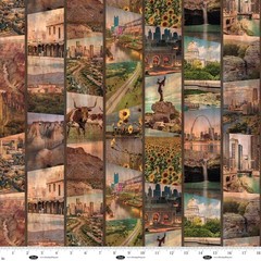 HISTORIC HIGHWAY BLANK QUILTING VINTAGE ROUTE 66 SCENIC COTTON FABRIC HALF YD