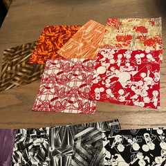 26 Piece 6.5 Inch Fabric Quilt Squares Charm Pack Art Deco Novelty Prints Assor