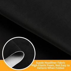 Black Suede Headliner Fabric Upholstery Material Backing Foam Roof Liner Retread