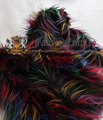 Faux Fur Shaggy 3″ Long Pile Fur Fabric 58″W SBY (Rainbow Burst) Soft, Colorful